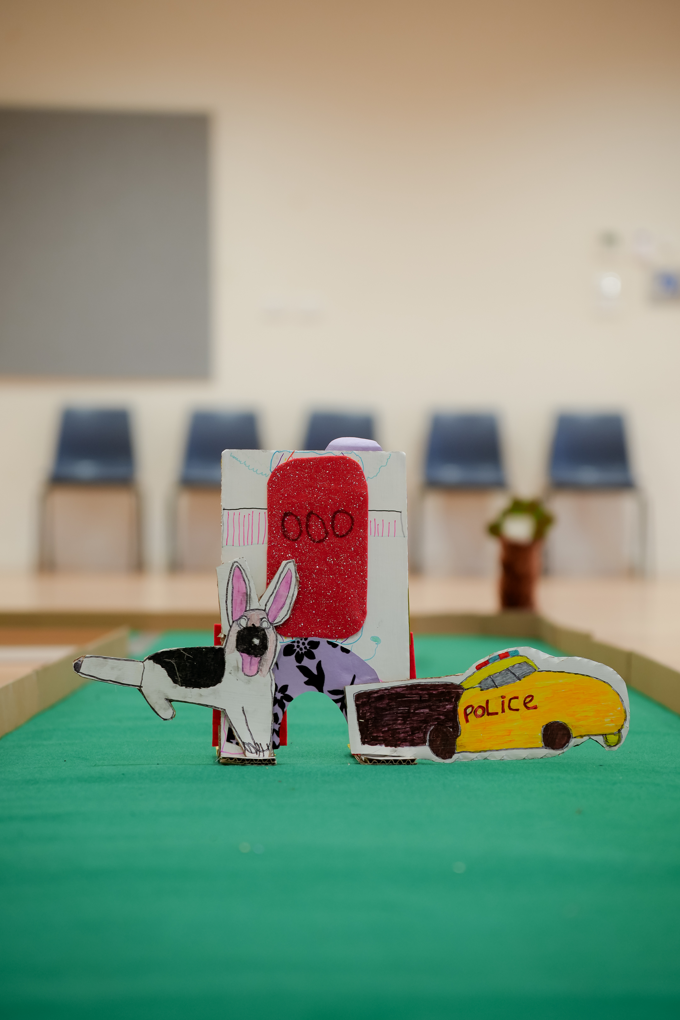 Police Dog and 000 phone St Marys put-put golf by-Alex T ST Marys Art and Games Day